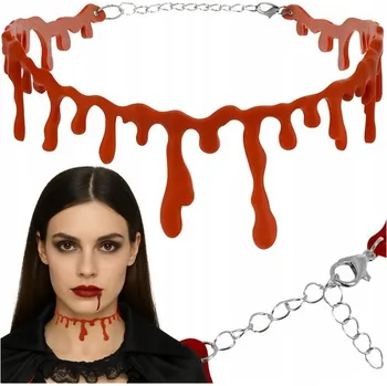 Náhrdelník Krvavý Náhrdelník na Halloween Rána Choker Tekoucí Krev Podříznuté Hrdlo