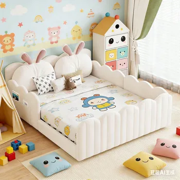 Postel Jednolůžková dřevěná postel Arhatreya 140x200 v odstínech béžové