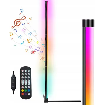 Stojací lampa LED ROHOVÁ LAMPA RGB STOJACÍ PODLAHOVÁ HUDEBNÍ APLIKACE 155cm + DÁLKOVÝ OVLADAČ