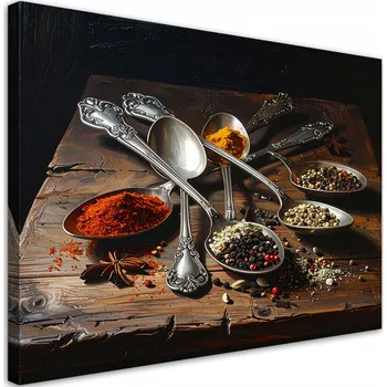 Obraz Obraz do kuchyně, restaurace, baru, jídelny, Koření na stříbrném podkladu 45x30 cm