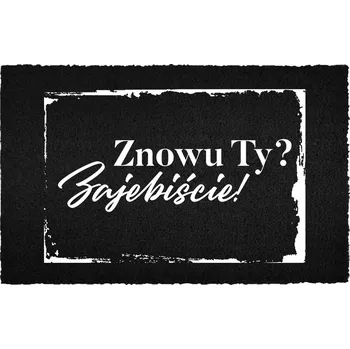 Rohožka KOKOSOVÁ VSTUPNÍ ROHOŽKA 40X60 DOMOV STYLOVÁ DEKORACE ČERNÁ S POTISKEM
