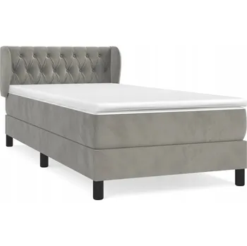 Postel Kontinentální postel sametová světle šedá 193x93x78/88 cm s matrací 90x190