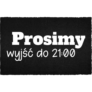 Rohožka KOKOSOVÁ VSTUPNÍ ROHOŽKA 40X60 CM ČERNÁ S POTISKEM - STYLOVÁ DEKORACE