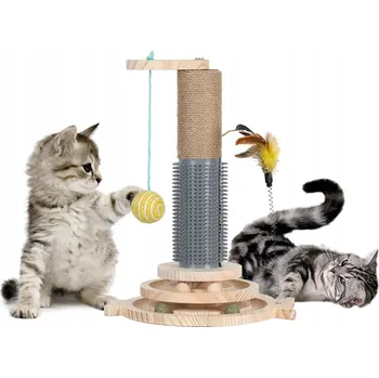 ŠKRABADLO PRO KOČKY VĚŽ SLOUPEK VYSOKÝ VELKÝ SISAL PROVÁZEK + HRAČKA PELÍŠEK