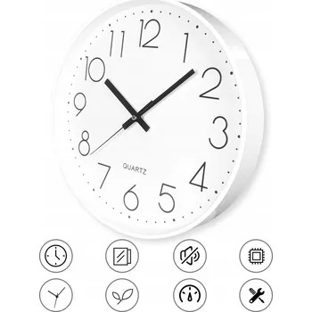 Hodiny Nástěnné Quartzové Hodiny 30cm Tiché s Podsvícením do Obývacího Pokoje i Ložnice