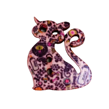 Knoflík Knoflík dřevěný kočka sedící X