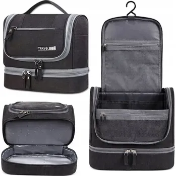 Kosmetická taška PROSTORNÁ CESTOVNÍ KOSMETICKÁ TAŠKA VODOTĚSNÝ KUFŘÍK PÁNSKÝ CESTOVNÍ HÁČEK