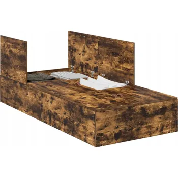 Postel Rám postele 200 x 90 x 31,5 cm v barvě kouřového dubu se zásuvkami