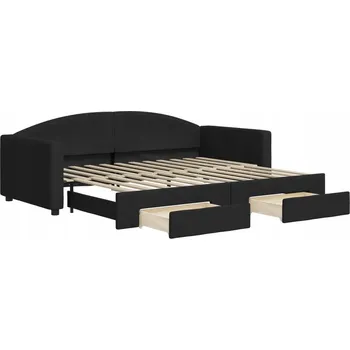 Pohovka Černá rozkládací pohovka se zásuvkami 223 x 100 x 75 cm