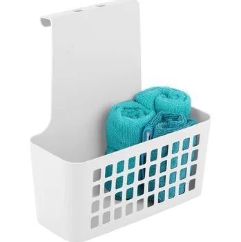 Úložný box Závěsný košík na dvířka skříňky - bílý plastový organizér do koupelny