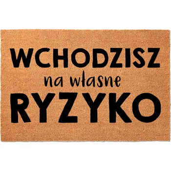 Rohožka KOKOSOVÁ ROHOŽKA PŘED DVEŘE S VTIPNÝM NÁPISEM | NA VLASTNÍ NEBEZPEČÍ