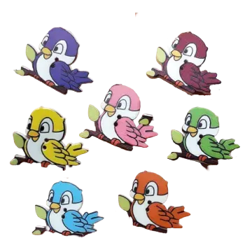 Knoflík Knoflík dřevěný - ptáček (2,5 x 2,0 cm), Barva: Žlutá