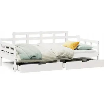 Pohovka Rozkládací postel-pohovka se zásuvkami, bílá, 203,5 x 88 x 76 cm