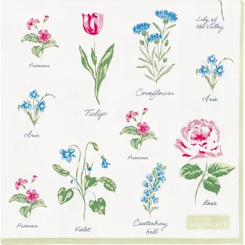 Papírový ubrousek GREEN GATE Papírové ubrousky Agnes White – 20 ks