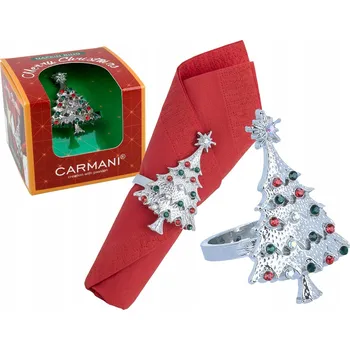 Vánoční dekorace KROUŽEK NA UBROUSKY VÁNOČNÍ STROMEK STŘÍBRNÝ OZDOBA NA STŮL ŠTĚDRÝ VEČER