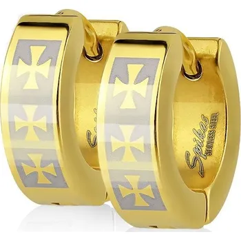 Náušnice Ocelové náušnice - kroužky s maltézkými kříži