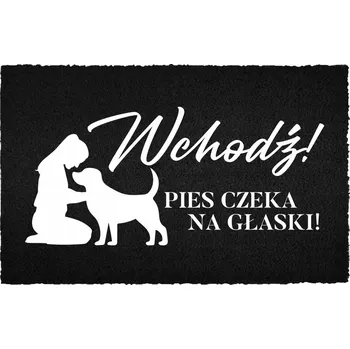 Rohožka KOKOSOVÁ VSTUPNÍ ROHOŽKA 40X60 STYLOVÁ ČERNÁ DEKORACE DO DOMU S POTISKEM