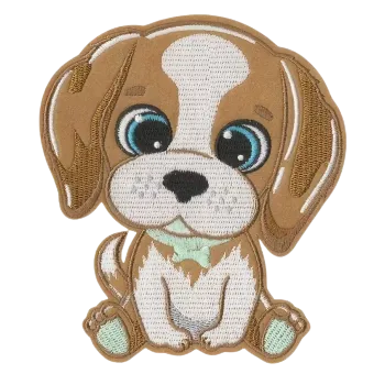 Nažehlovací nášivka - sedící pejsek (12,2 x 14,0 cm)