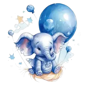 Balónek Nažehlovací obrázek - slůně s balónky IV