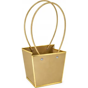 Obraz Papírové tašky na květiny 12 cm – Flower Box BÉŽOVO-ZLATÉ 10 Ks