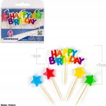 Dortová svíčka Barevné narozeninové svíčky s hvězdičkami na dort 3D