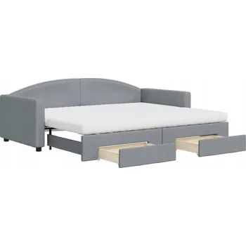 Pohovka Světle šedá pohovka 2 v 1 s úložnými zásuvkami, 223 x 100 x 75 cm