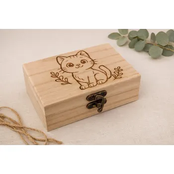 Stylová dřevěná krabička - kočička Velikost: 12,5x7x5cm