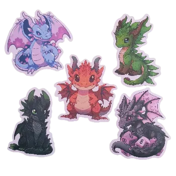 samolepka Samolepky - kreslení dráčci V (sada 5 ks)