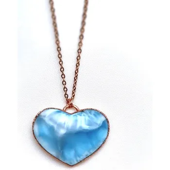 Přívěsek Top Larimar velké srdce (Dominikánská republika) - šperk/náhrdelník AUTORSKÁ TVORBA ŠPERKŮ Z MINERÁLŮ