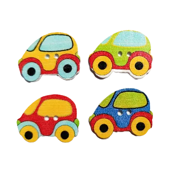 Knoflík Knoflík dřevěný autíčko, Barva: Modrá