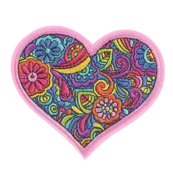 Nažehlovací nášivka - květinové srdce (9,6 x 8,0 cm)