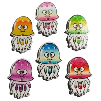 Knoflík Knoflík dřevěný medúza, Barva: Modrá