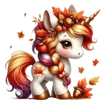 Samolepící dekorace Vinylová samolepka - podzimní jednorožec
