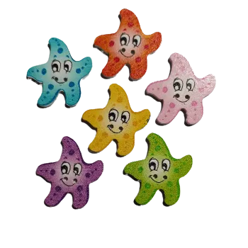 Knoflík Knoflík dřevěný mořská hvězdice, Barva: Žlutá