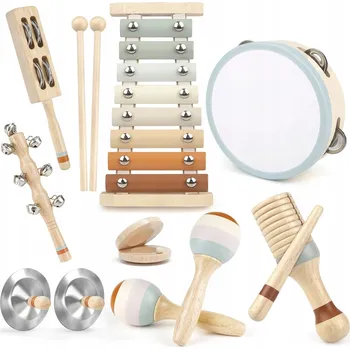 Dřevěná hračka DŘEVĚNÉ HUDEBNÍ NÁSTROJE PRO DĚTI VZDĚLÁVACÍ MONTESSORI DÁREK