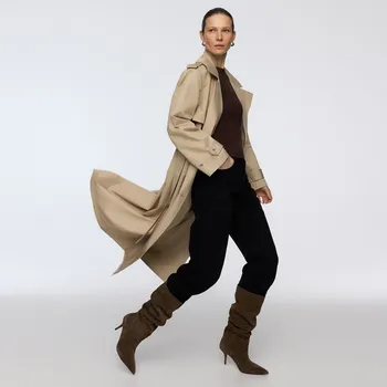 Dámské kozačky Reserved - Semišové kozačky se sklady - zelená - 120HS-87X - 120HS-87X-41