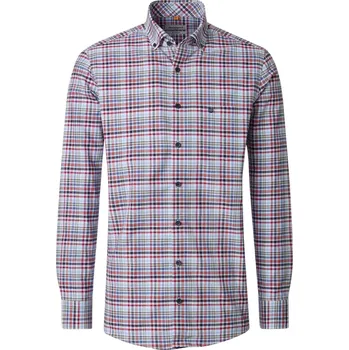Pánská košile Velká pánská košile s dlouhým rukávem v kostce Redmond 261015111-500 červeno-modrá (6XL)