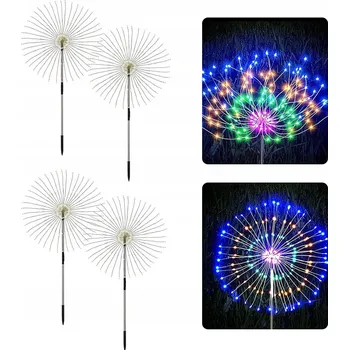 Venkovní osvětlení Vodotěsné zahradní lampy 4x120 LED, 8 režimů, solární napájení s dálkovým ovládáním