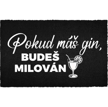 Rohožka Kokosová rohožka černá vstupní do domu Dárek Pokud máš gin 60x40