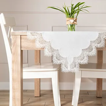 ubrus Bílý ubrus s květinovou krajkou 85x85 cm jarní dekorativní na stůl