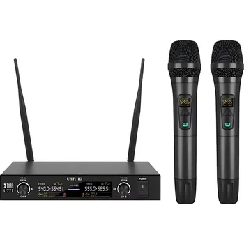 Mikrofon Profesionální Set 2kanálový Bezdrátový Mikrofon Stream Podcast Karaoke Party Stage, až 50 m