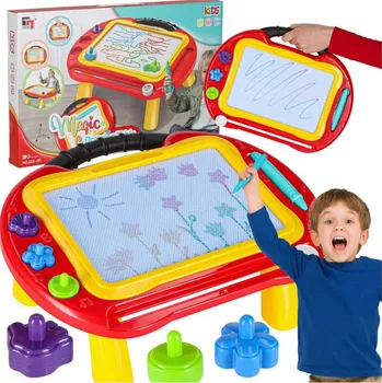 Magnetická kreslící tabulka MAGNETICKÁ TABULE pro děti 2v1 ZNIKOPIS STOLEK na kreslení razítka