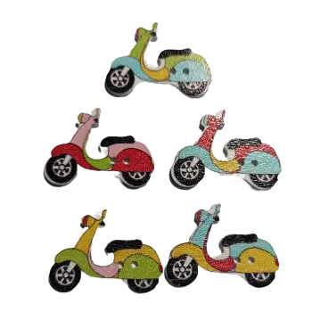 Knoflík Knoflík dřevěný motorka, Barva: Zelená