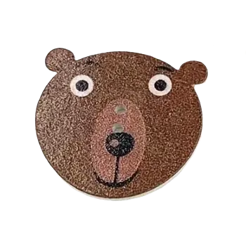 Knoflík Knoflík dřevěný hlava medvěd