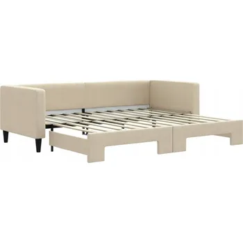 Pohovka Krémová rozkládací lenoška/pohovka 223 x 90 x 68 cm, rozložená 223 x 172,5 x 68 cm