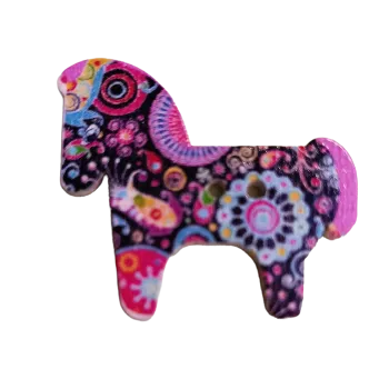 Knoflík Knoflík dřevěný kůň s ornamenty II