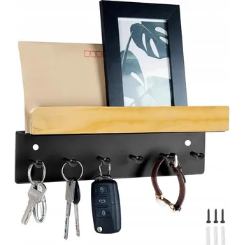 Věšák Organizér do předsíně Věšák Na Klíče se 6 háčky a dřevěnou poličkou