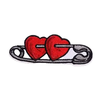 Nažehlovací nášivka - srdíčka na špendlíku (7,0 x 2,6 cm)
