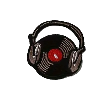 Nažehlovací nášivka - sluchátka s gramodeskou (5,0 x 5,5 cm)