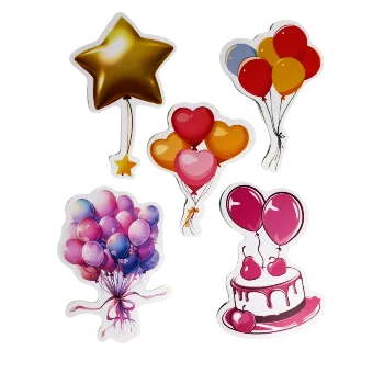samolepka Samolepky - narozeninové balónky III (sada 5 ks)